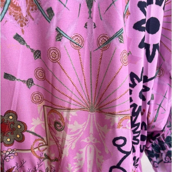 SOLD-PINK DAISY Comfy Purple Floral Geometric Pattern Easy Care Dress 2X New - Picture 7 of 11